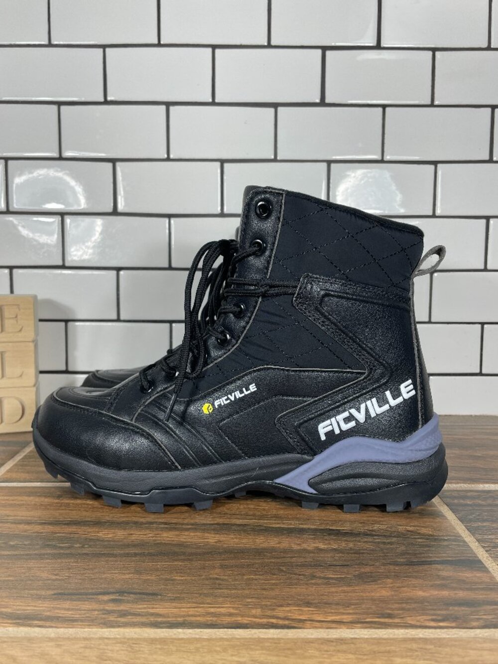 FitVille Thermal Core Shoes Womens Size 8.5 Wide Black Combat Moto Hiking Boots
